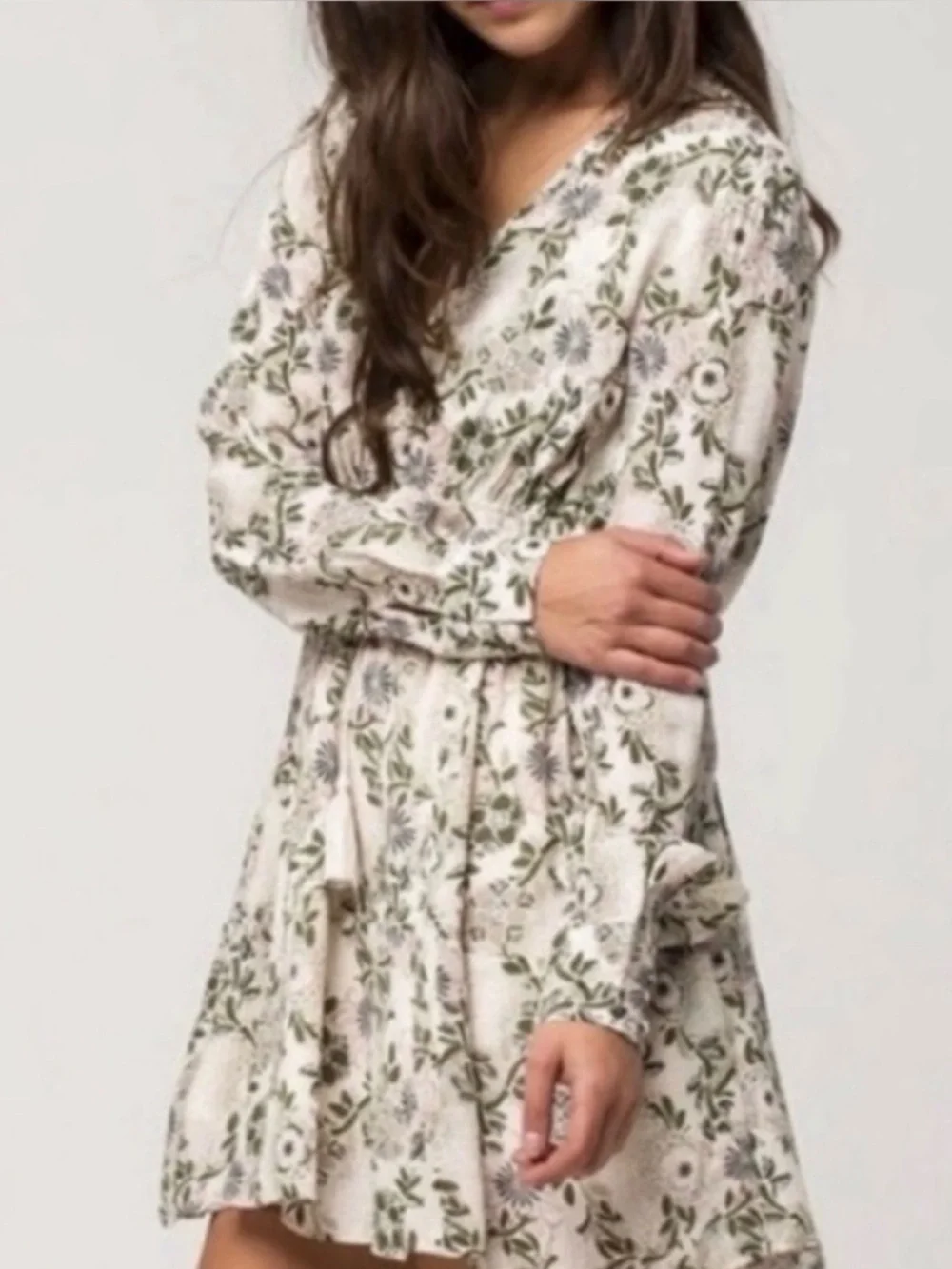 FREE PEOPLE Stealing Fire Mini Dress In Ivory Green Combo floral boho Sz S